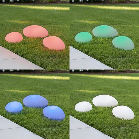 Lumistone solcelle-dekor - 3-pk med fjernkontroll og funksjoner