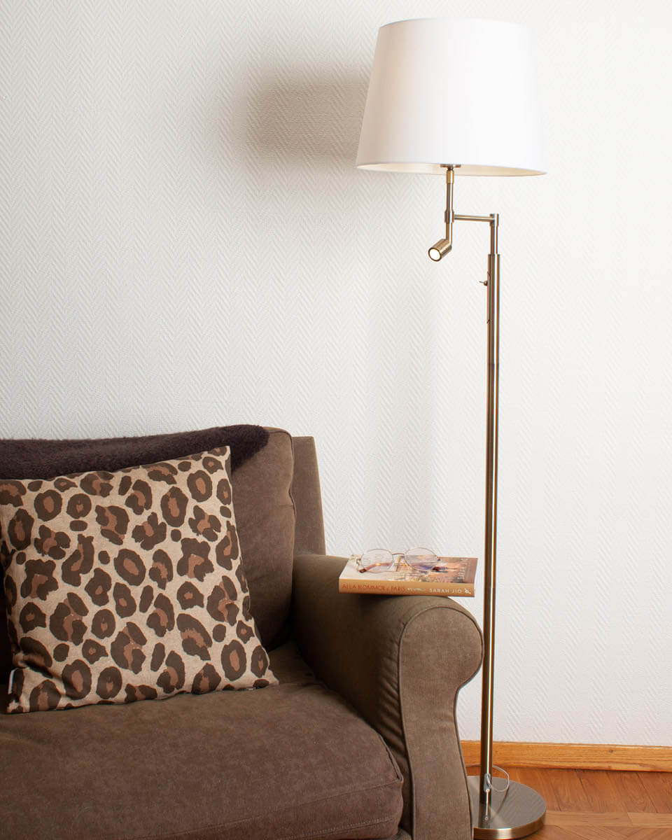 Orlando gulvlampe m/skjerm og m/lesearm