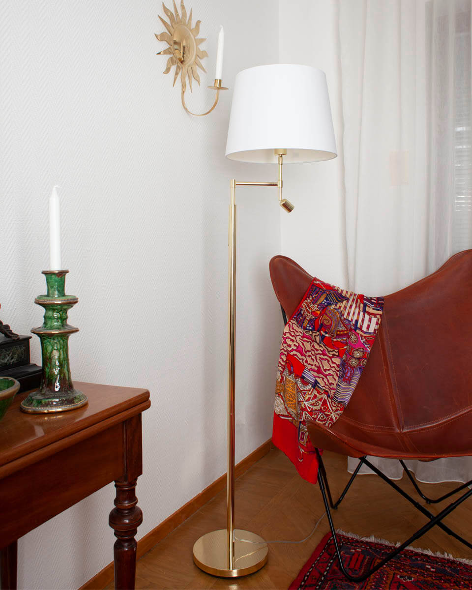Orlando gulvlampe m/skjerm og m/lesearm