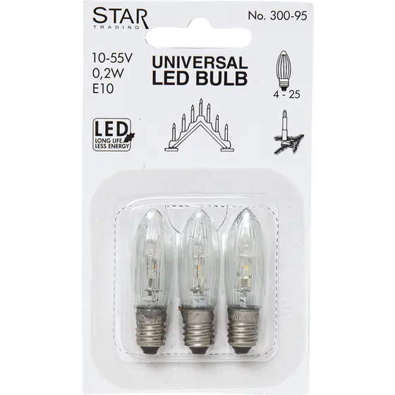 Julepære LED universal 4-25-lys riller - 3pk
