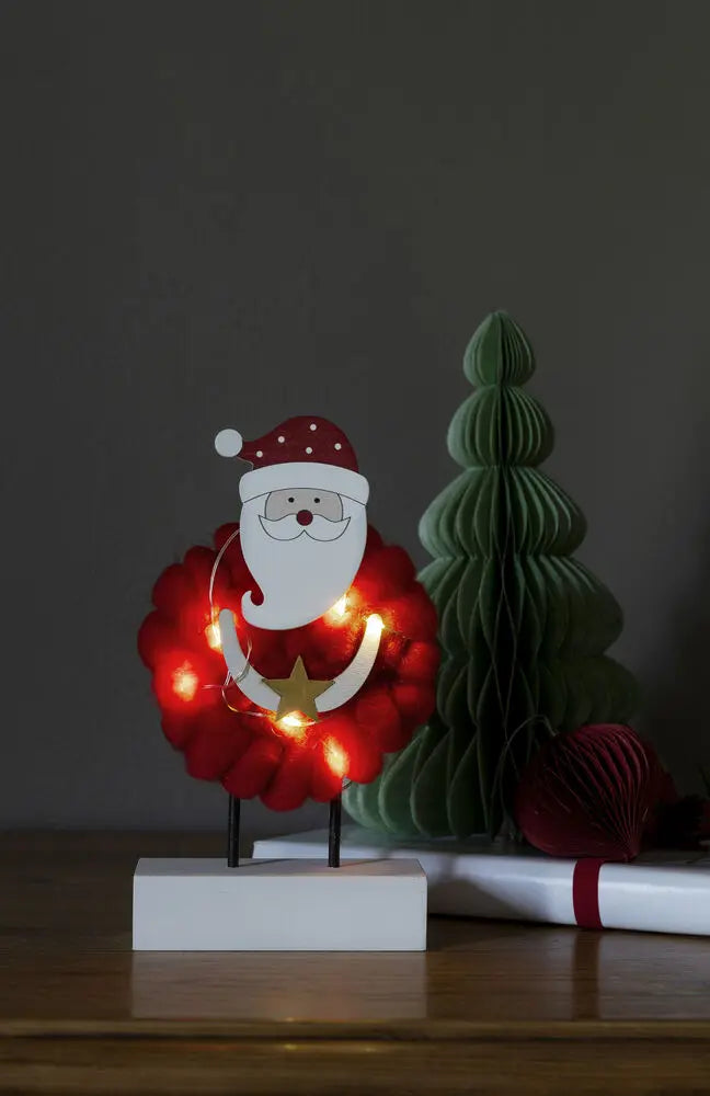 Julepynt med lys i tre og bomull, H19