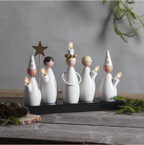 Luciakor adventsstake 5-lys