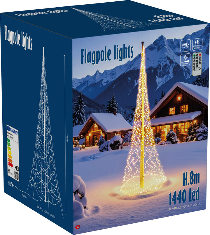 Flaggstanglys PRO 8m 1440-lys varmhvit