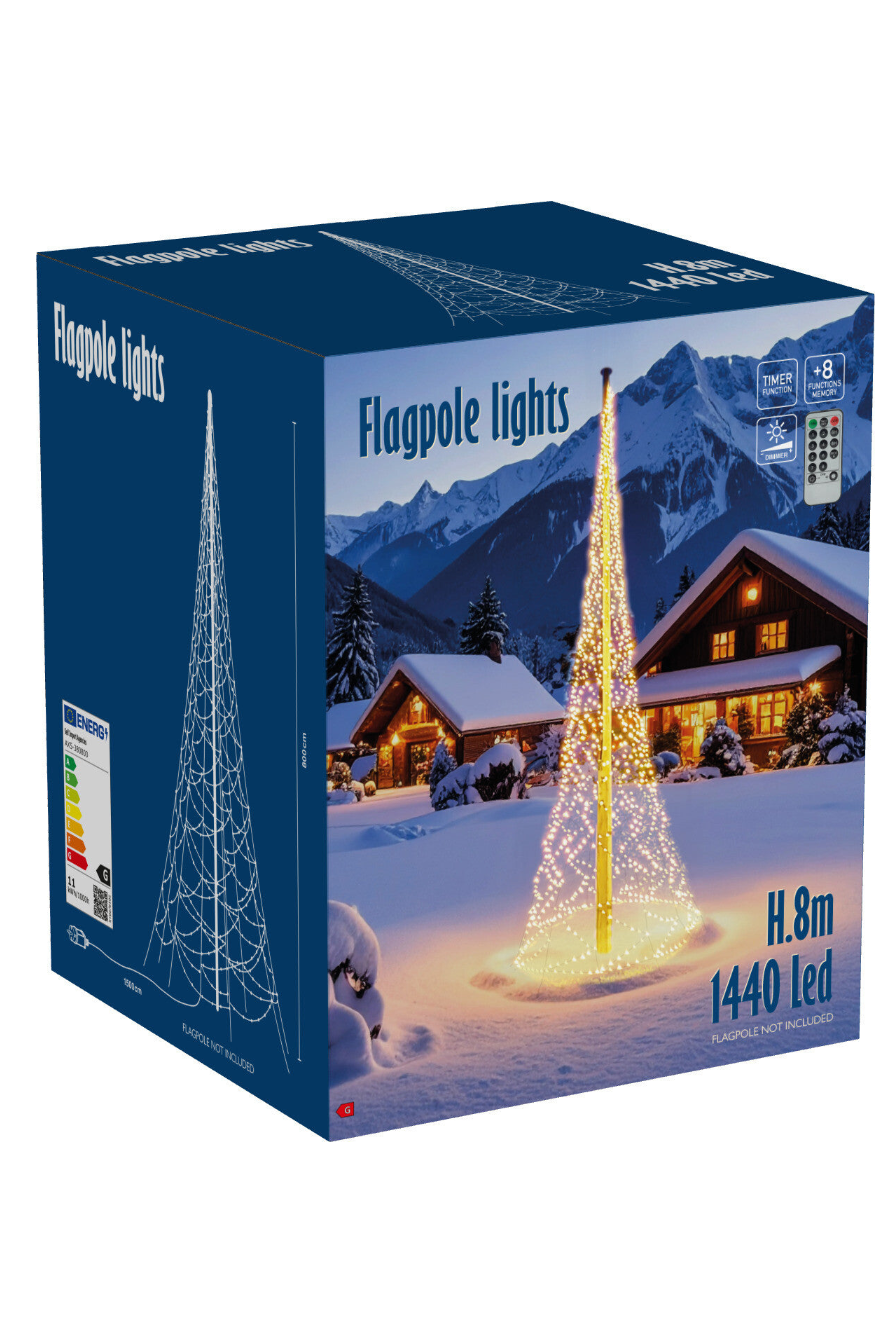 Flaggstanglys PRO 8m 1440-lys varmhvit