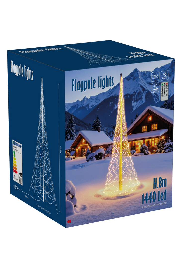 Flaggstanglys PRO 8m 1440-lys varmhvit