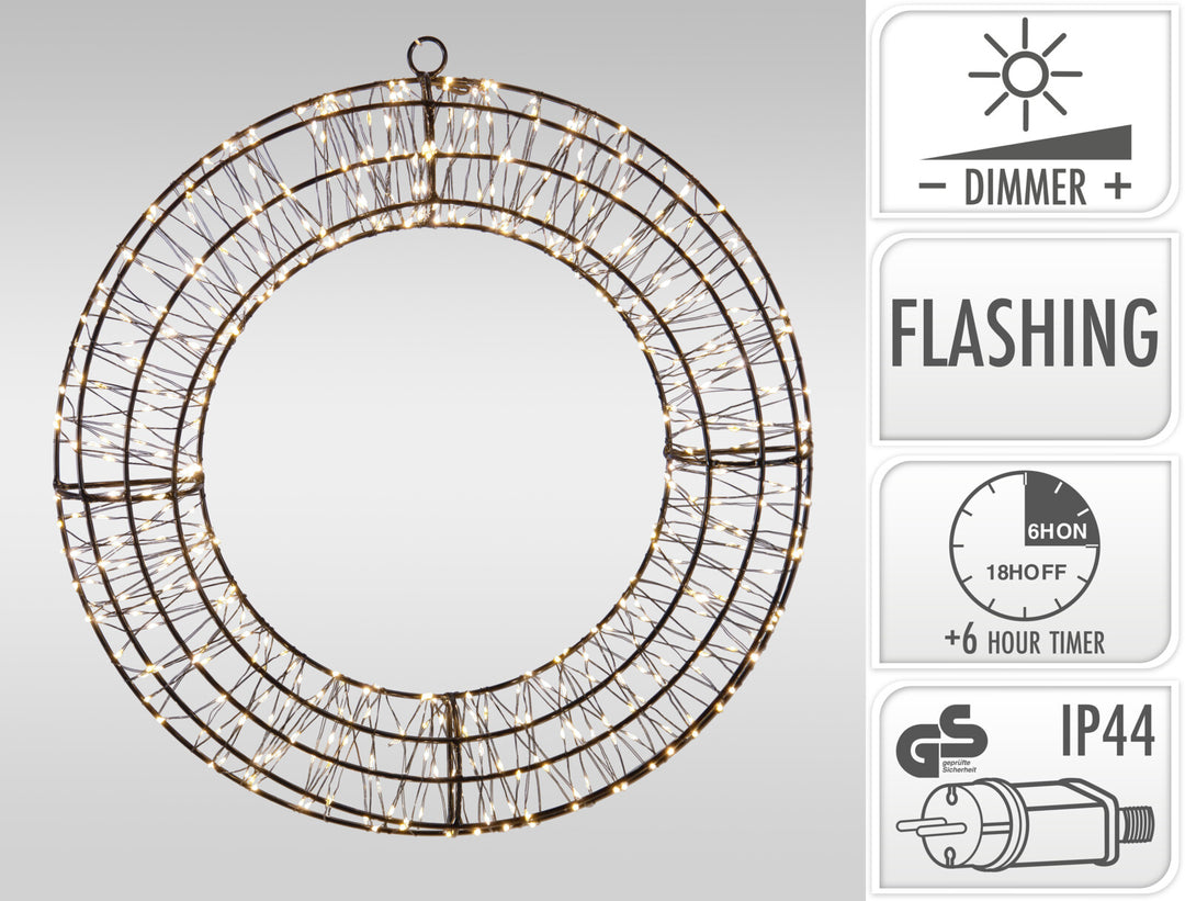 Lyskrans ø38 m/timer og dimmer - IP44