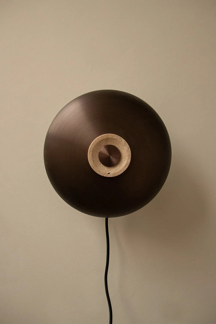 Reverse vegglampe travertin - med ledning og dimmer