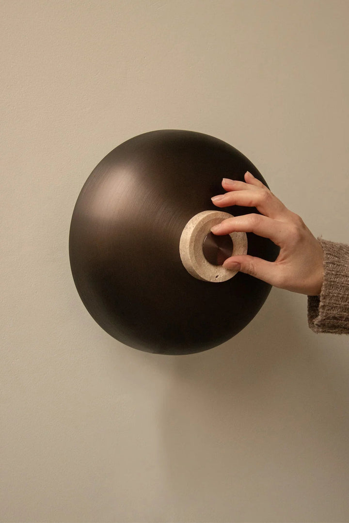 Reverse vegglampe travertin - med ledning og dimmer