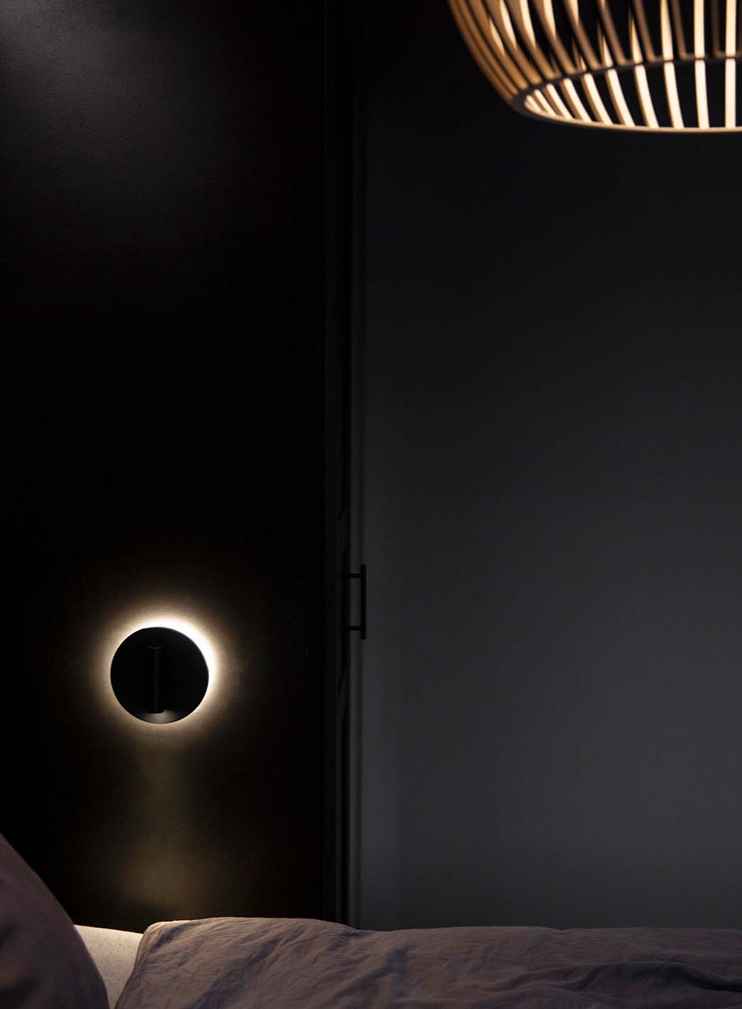 Circle vegglampe - med baklys og rettet leselys