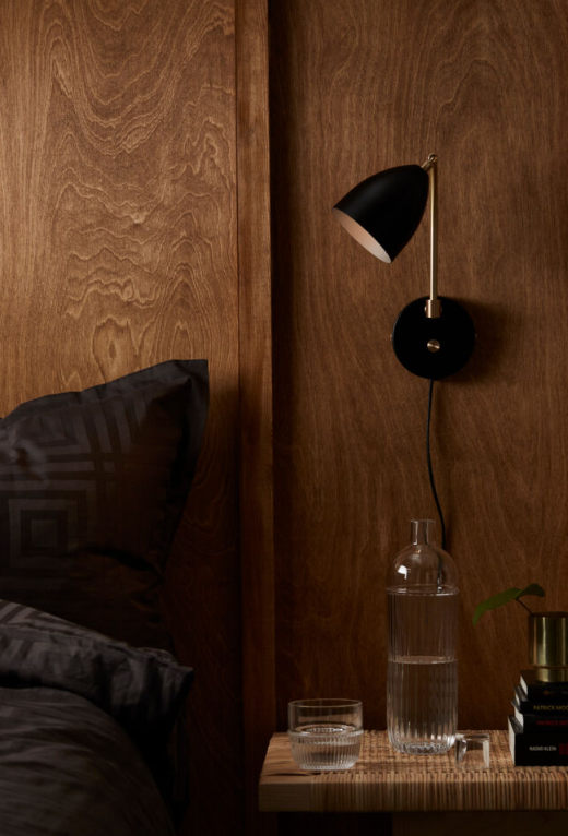 Deluxe vegglampe - m/dimmer og messingdetaljer