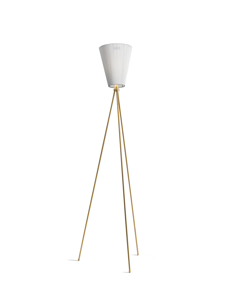 Oslo Wood gulvlampe gull med skjerm