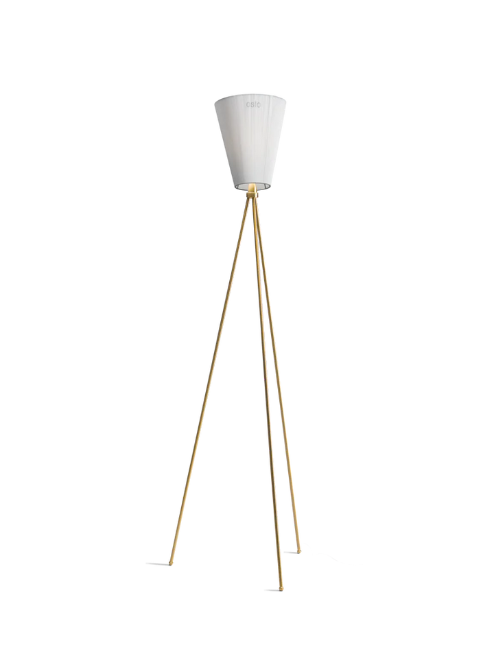Oslo Wood gulvlampe gull med skjerm