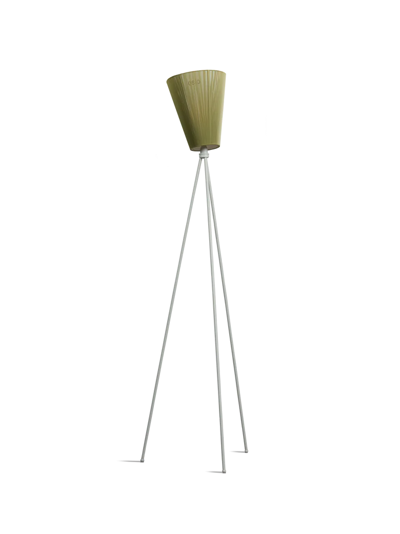 Oslo Wood gulvlampe lysegrå med skjerm