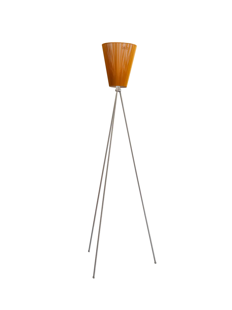 Oslo Wood gulvlampe stål med skjerm
