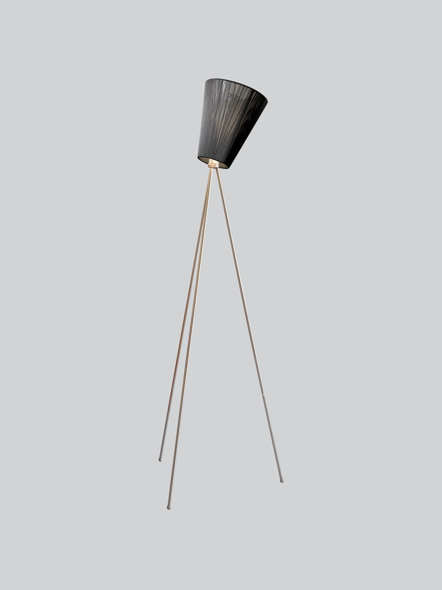 Oslo Wood gulvlampe stål med skjerm