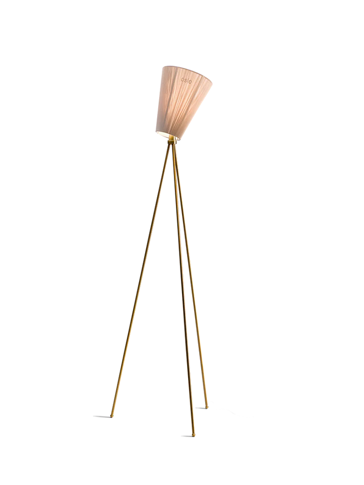 Oslo Wood gulvlampe gull med skjerm