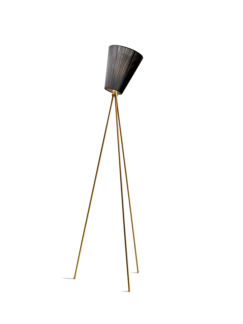 Oslo Wood gulvlampe gull med skjerm