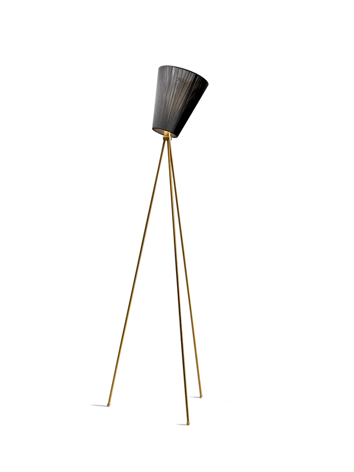 Oslo Wood gulvlampe gull med skjerm