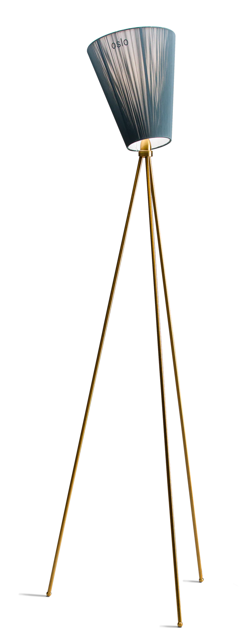 Oslo Wood gulvlampe gull med skjerm