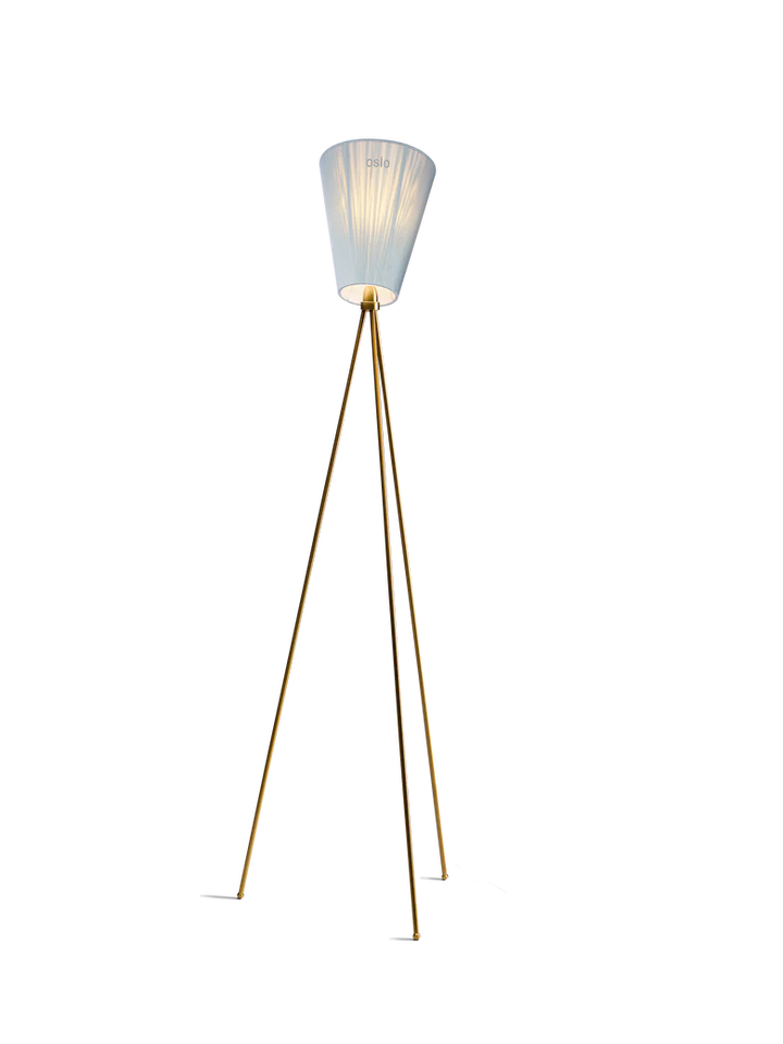 Oslo Wood gulvlampe gull med skjerm