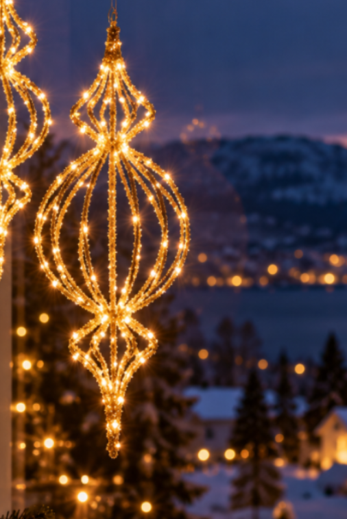 Golden Drop ornament m/lys og timer - h60