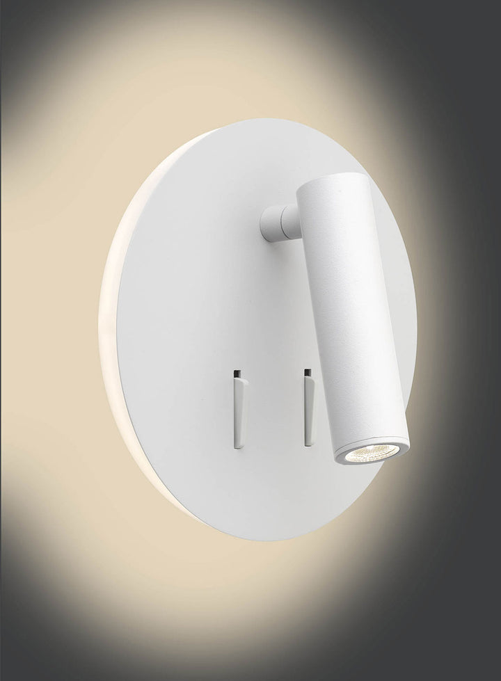Circle vegglampe - med baklys og rettet leselys