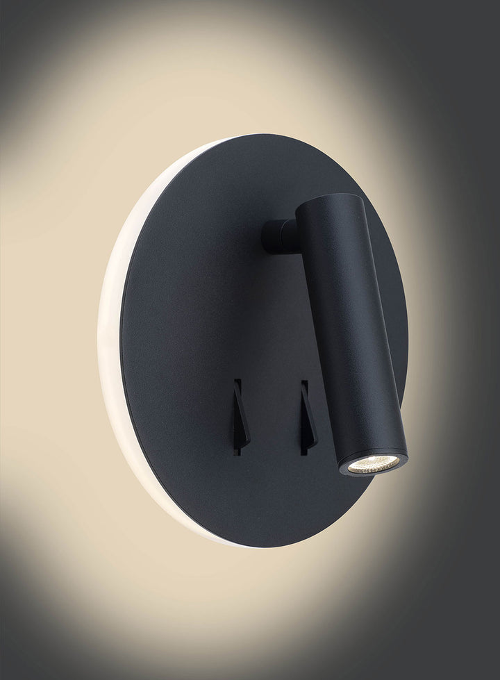Circle vegglampe - med baklys og rettet leselys