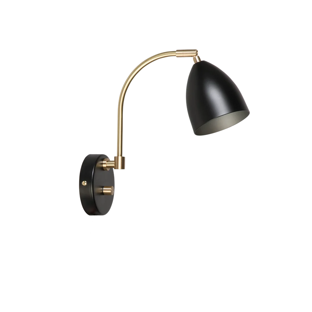 Deluxe vegglampe - m/dimmer og messingdetaljer