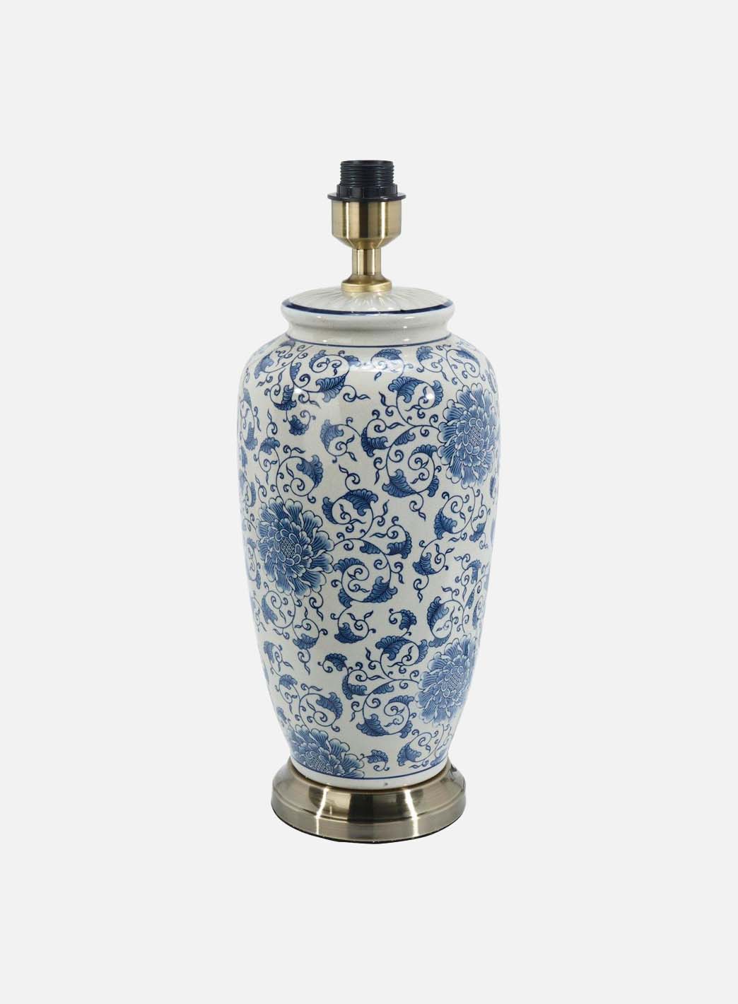 Li jing bordlampe - h49 hvit/blå blomstrete