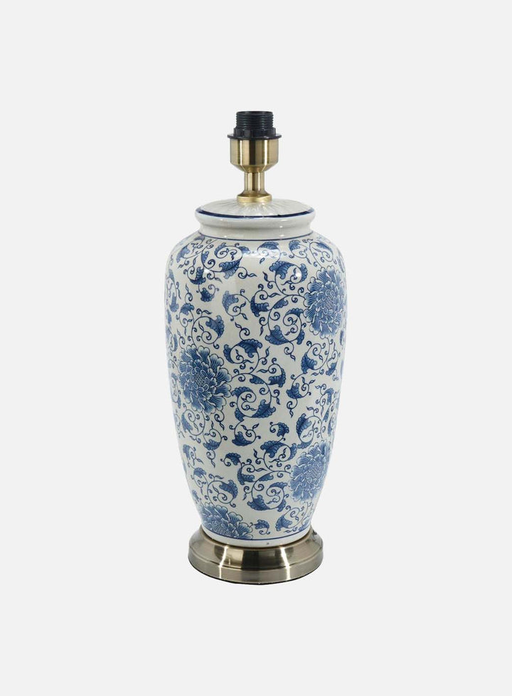 Li jing bordlampe - h49 hvit/blå blomstrete