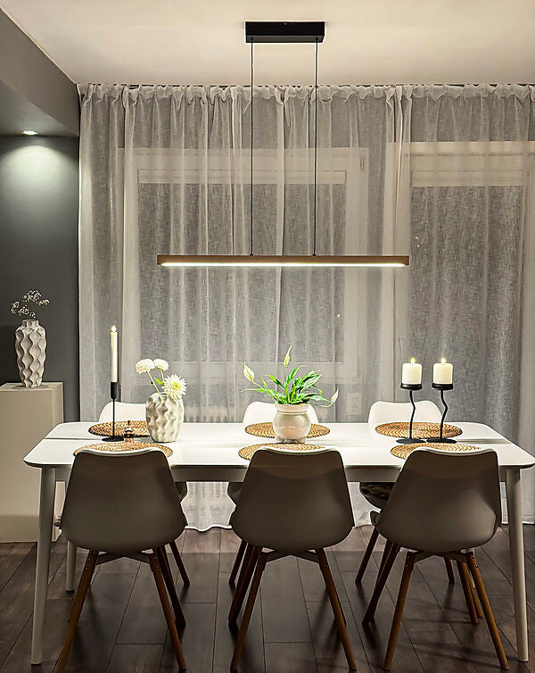 Linea langbordslampe - 100cm - treverk dimbar