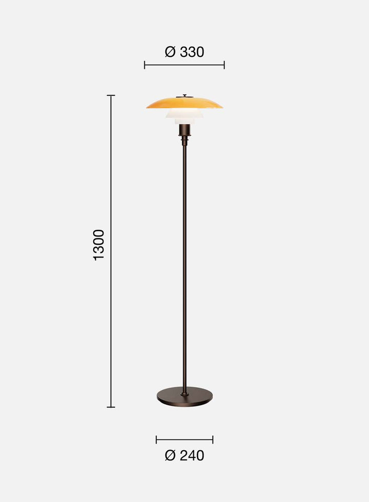 PH centenary gulvlampe, produktbilde mål