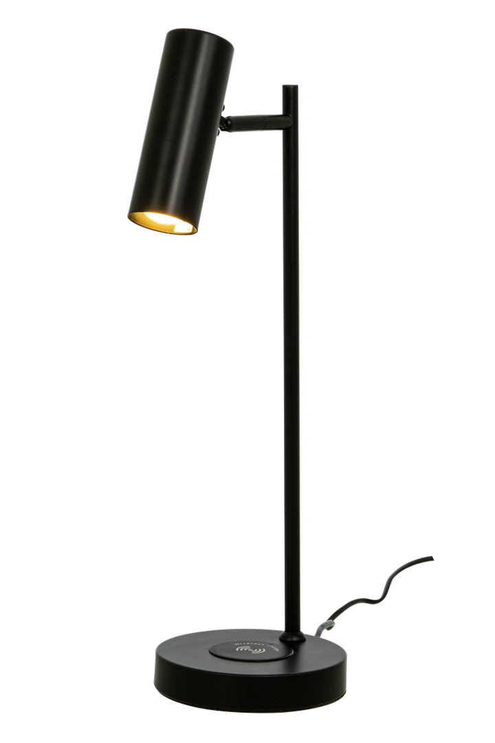 Tabela bordlampe med trådløs lader og USB - Svart