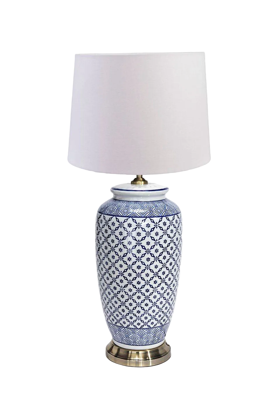 Li Jing bordlampe - h49 blå ruter