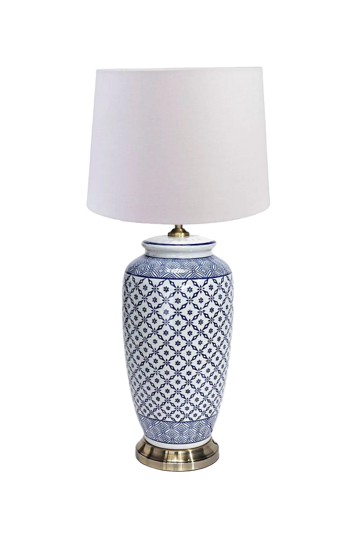 Li Jing bordlampe - h49 blå ruter