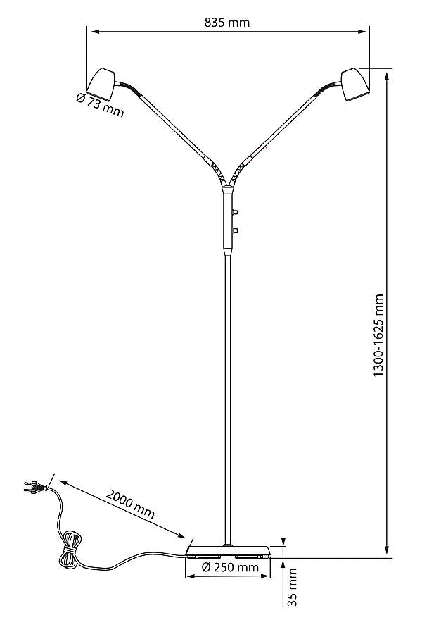 Sandnes gulvlampe - 2 lys m/separat dimmer