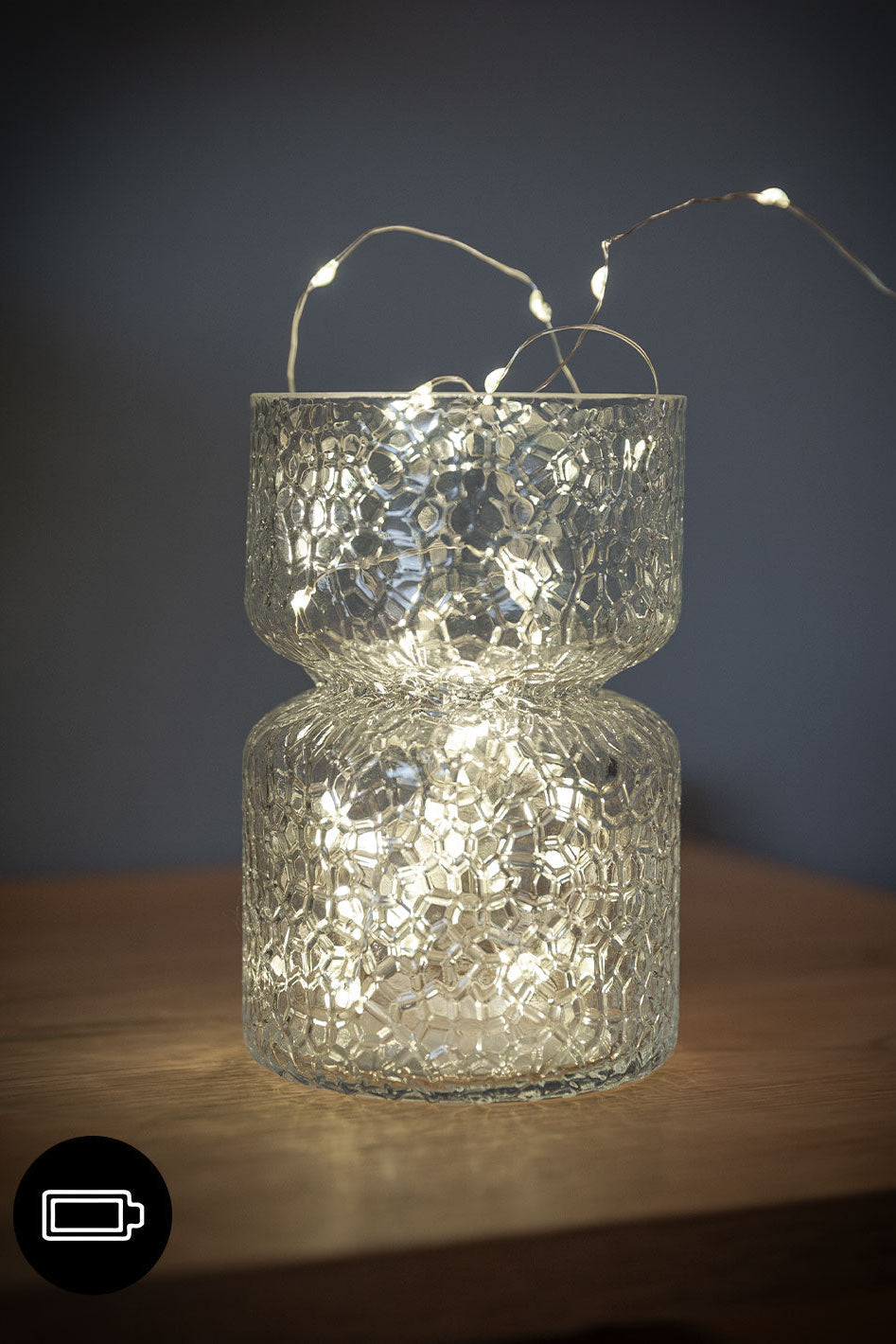 Lyslenke Stringlight 4m 80-lys m/timer og funksjoner IP44 - varm hvit - batteridrevet