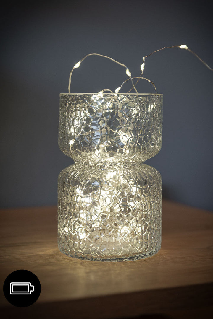 Lyslenke Stringlight 8m 160-lys m/timer og funksjoner IP44 - varm hvit - batteridrevet