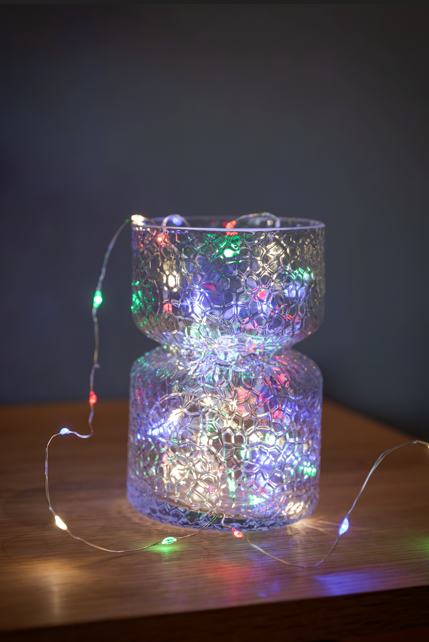 Lyslenke Stringlight 4m 80-lys m/timer og funksjoner IP44 - varm hvit - batteridrevet